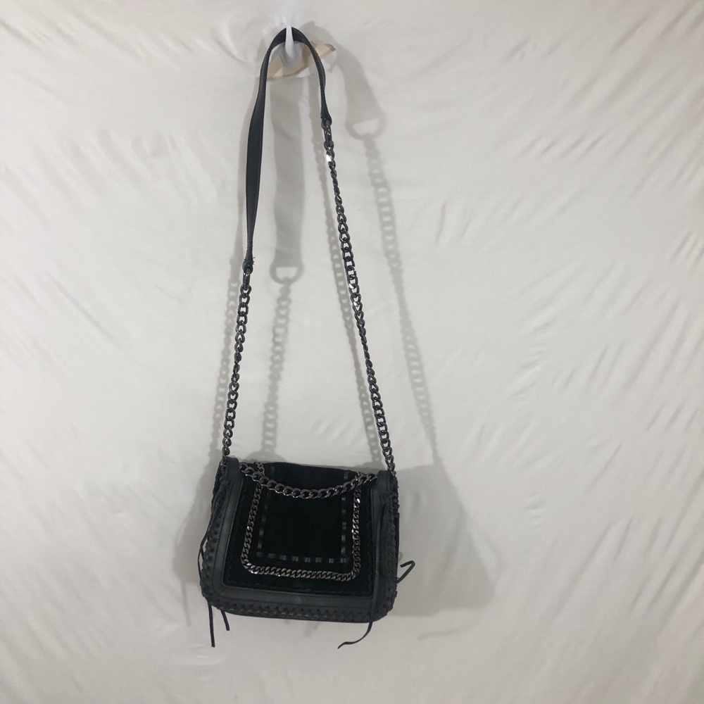 Zara Suede chain crossbody bag black - Picture 4 of 10